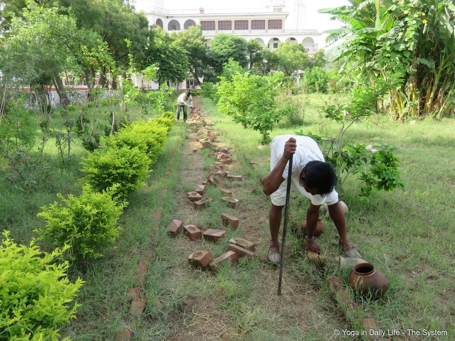 removing the brick borders from Shiv Bagh footpath